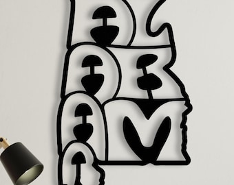 Letrero metálico de Alabama para pared, silueta retro con el nombre del estado de Alabama, gran colgante de pared, ideal para dormitorio universitario y decoración del hogar.