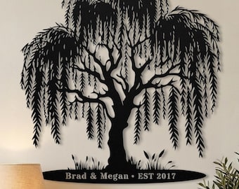 Weeping Willow Metal Wall Art • Personalized 9th Anniversary Gift