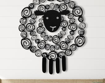 Metal Sheep Wall Art: Indoor or Outdoor Yard Sign, Cute Farm Animal Decor
