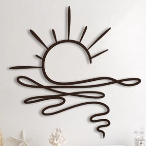 Sun Metal Wall Art, Summer Sunshine Wall Hanging, Sea Sparkle Metal Sign, Ocean Sunrise Sunset Metal Line Art, Beach House Metal Wall Decor
