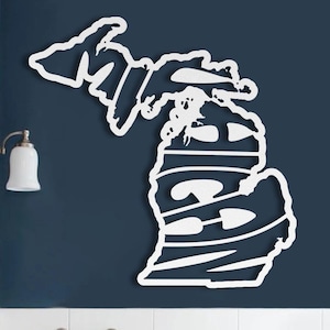 Panneau en métal d'art mural Michigan, silhouette rétro en forme d'état du Michigan, grande tenture murale, dortoir universitaire et cadeau de décoration intérieure