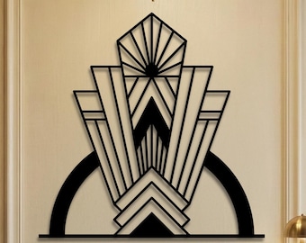 Art Deco Metal Wall Art • Gold Great Gatsby Decor • Geometric Home Bar Sign • Speakeasy Door • Mid Century Modern Panel • 1920s Style