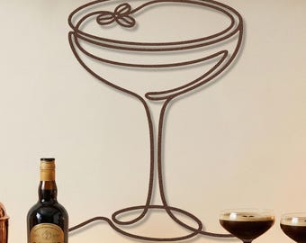 Espresso Martini Wall Art • Metal Coffee Bar Decor • Bar Cart Sign • Minimalist Cocktail Gift • Kitchen Line Art • Cafe Sign • Happy Hour