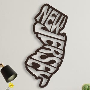 New Jersey Wall Art METAL Home Sign, State Outline Retro Name Wall Hanging Wall Decor, University Dorm Room & Home Decor New Jersey Gift