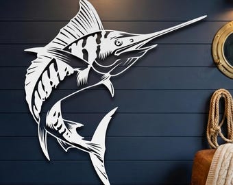 Marlin Metal Wall Art • Swordfish Sailfish Sign • Deep Sea Fishing Decor • Coastal Beach House • Fisherman Gift for Him • Ocean Fish Art