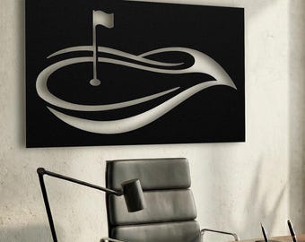Golf Wall Art Metal • Putting Green Decor • Gifts for Golfers • Masculine Office Art • Man Cave Sign • Golf Course Relief • Above Desk