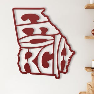 Georgia Wall Art Metal Sign, Retro Georgia State Shaped Silhouette Name Outline Large Wall Hanging, University Dorm Room & Home Decor Gift