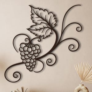 Wine Metal Wall Art, Metal Grapevine Wall Art, Vineyard Grape Vine Wall Decor, Modern Minimalist Line Art Wire Wall Hanging Sculpture Gift