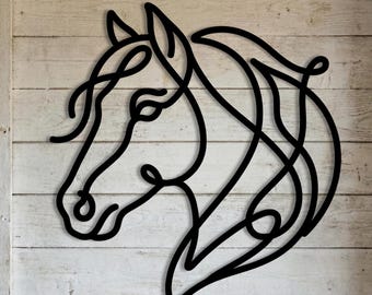Metal Horse Wall Art • Minimalist Equestrian Decor • Western Line Art Sign • Modern Farmhouse Gift • Horse Girl Bedroom • Wire Style • Pony