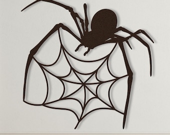 Metal Spider Wall Art, Spiderweb Wall Decor, Black Spider Web Metal Wall Art Sign, Halloween Decoration Outdoor Porch Wall Hanging Sculpture