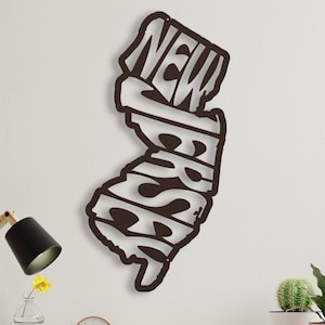 Letrero metálico decorativo para pared de Nueva Jersey, decoración de pared retro con el nombre del estado, ideal para dormitorios universitarios y el hogar. Regalo de Nueva Jersey. imagen 1