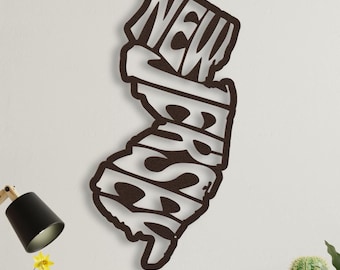 Letrero metálico decorativo para pared de Nueva Jersey, decoración de pared retro con el nombre del estado, ideal para dormitorios universitarios y el hogar. Regalo de Nueva Jersey.