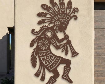 Kokopelli Metal Wall Art • Outdoor Metal Wall Decor • Large Southwestern Decor • Indigenous Folk Art Sign • Oversized Metal Yard Art Patio