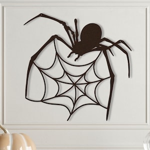 Metal Spider Wall Art, Spiderweb Wall Decor, Black Spider Web Metal Wall Art Sign, Halloween Decoration Outdoor Porch Wall Hanging Sculpture
