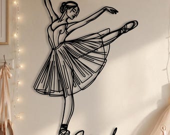 Metal Wall Art ballerina, gepersonaliseerd dansnaambord, cadeau balletdanser, overweging cadeau voor meisjes, balletcore coquette kamer decor