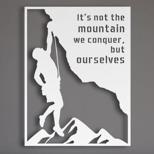 Custom Rock Climbing Wall Art, Personalized Metal Quote Sign, Mountain Climber Scene Metal Wall Art Decor, Mountaineering Wall Art Gift