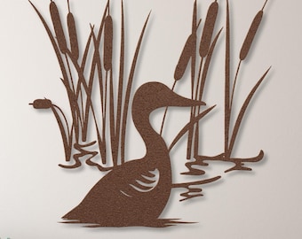 Loon in Cattails Metal Wall Art, Pond Wall Art, Metal Wildlife Wall Decor, Metal Water Bird, Hanging Rustic Farmhouse or Lake House Decor