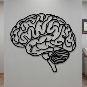 Arte mural de metal con forma de cerebro humano • Decoración para consultorio médico • Letrero para la línea de neurología • Regalo para psicólogo • Regalo para clínica de anatomía • Diseño para sala de terapia