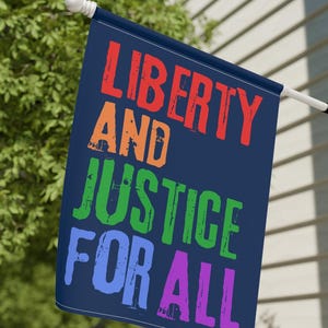 Liberty and Justice for All Resistance House Flag, Resist Garden Flag, Pride Community Social Justice Activism Yard Flag Home Sign Banner