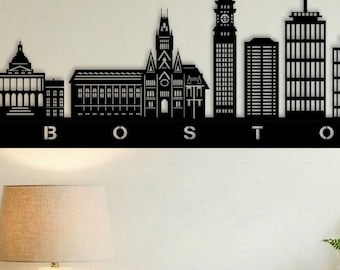 Boston Skyline Metal Wall Art • State House Dome & Custom House Decor • Custom Personalized Name • Massachusetts Gift • Beantown Souvenir