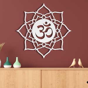 Metal Lotus and Ohm Wall Decor, Metal Om Symbol Large Wall Art, Zen Lotus Flower Metal Wall Art, Yogi Lotus Mandala Metal Wall Hanging Sign image 11
