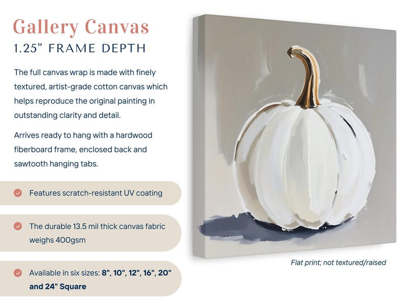 Pintura abstracta de calabaza blanca, decoración de pared otoñal en tonos beige y gris neutros, impresión artística otoñal de estilo rústico moderno, arte minimalista de Halloween en colores apagados imagen 2