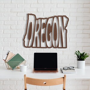 Oregon Wall Art Metal Sign, Retro Oregon State Shaped Silhouette Name Outline Large Wall Hanging, University Dorm Room & Home Decor Gift image 12