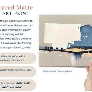 Abstract Nebraska State Silhouette Wall Art Print, Modern Minimalist Landscape Painting In Neutral Blue And Beige Muted Color Artwork Decor image 3