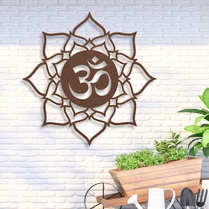 Metal Lotus and Ohm Wall Decor, Metal Om Symbol Large Wall Art, Zen Lotus Flower Metal Wall Art, Yogi Lotus Mandala Metal Wall Hanging Sign image 14