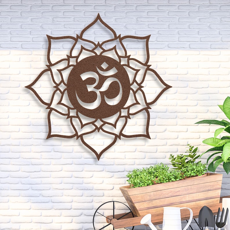 Metal Lotus and Ohm Wall Decor, Metal Om Symbol Large Wall Art, Zen Lotus Flower Metal Wall Art, Yogi Lotus Mandala Metal Wall Hanging Sign image 14