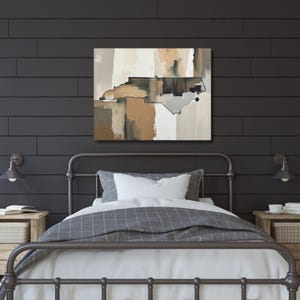 Abstract North Carolina State Silhouette Wall Art Print, Modern Minimalist Painting in Neutral Muted Color Artwork, Brown Beige Gray Decor image 9