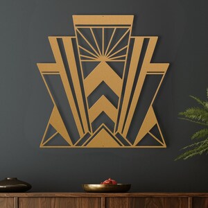 Silver Art Deco Wall Art, Hollywood Regency Decor, Glamorous Geometric Metal Sign, Luxe Entryway Statement Piece, Elegant Home Accent image 14