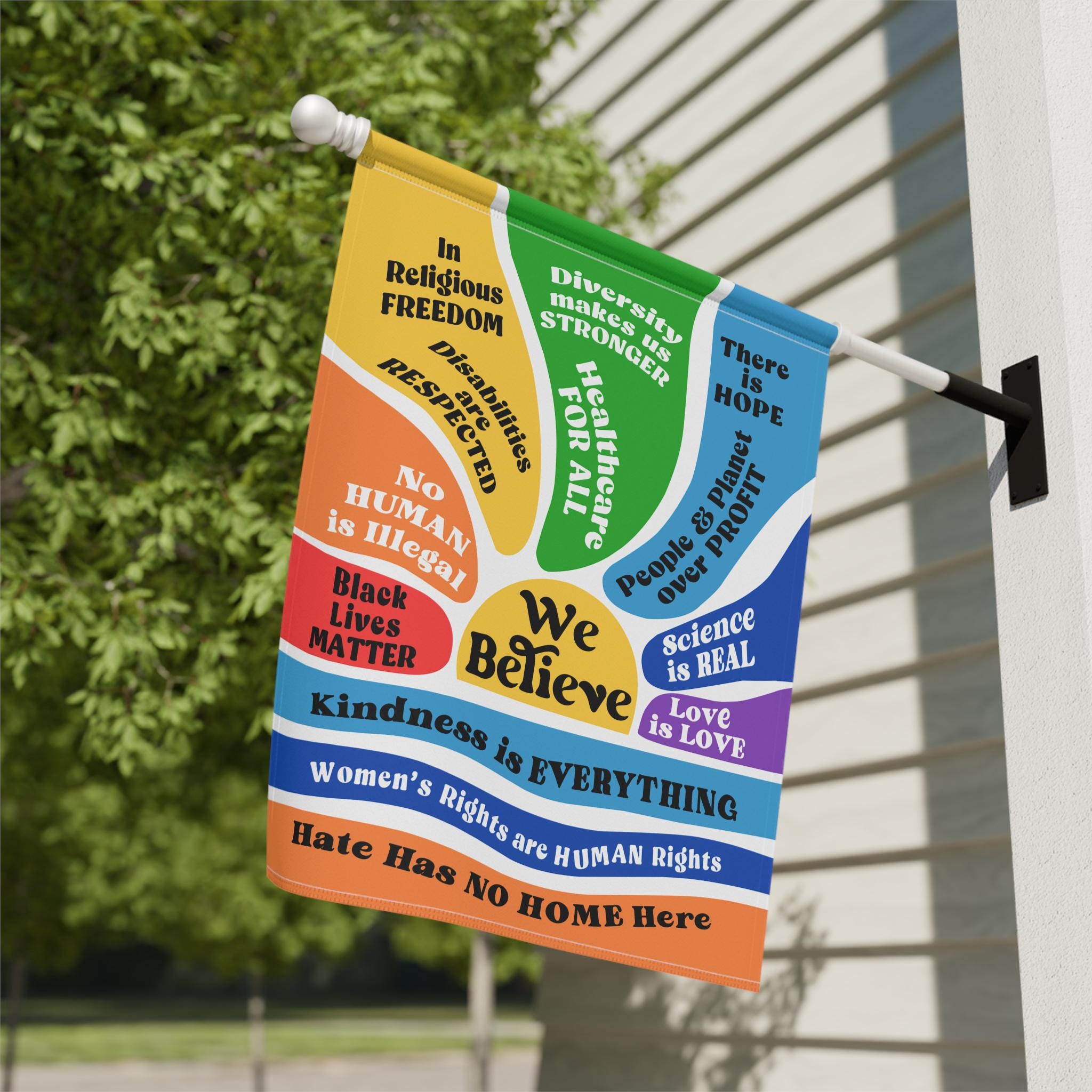 We Believe House Flag, Equality Yard Flag, Resistance House Sign, Kindness House Sign, Progressive Hate Has No Home Here Porch Door Hanger