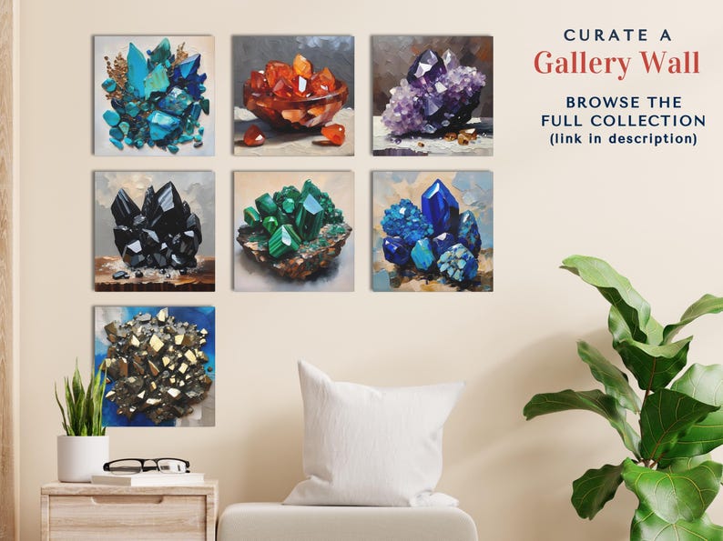 Carnelian Agate Crystal Artwork On Canvas Or Wall Art Print, Modern Orange Mineral Cluster Abstract Painting, Unique Gemstone Art Work Decor image 8