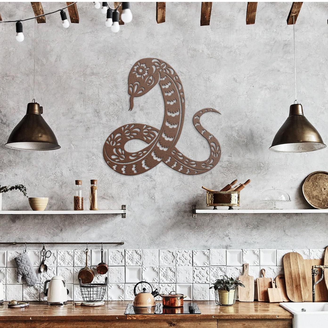 Year of the Snake 2025 Metal Wall Art, Chinese Zodiac Floral