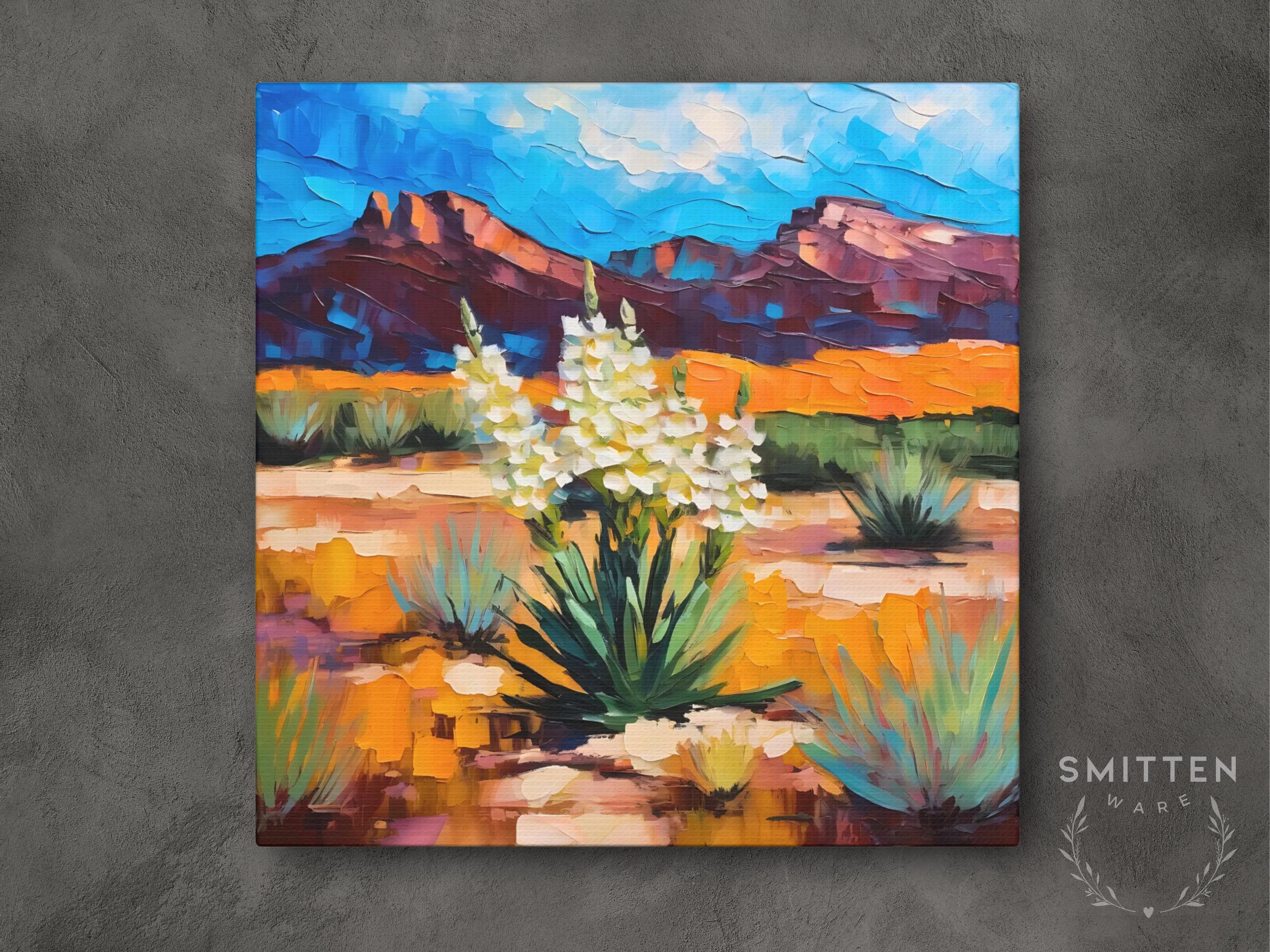 New Mexico Wall Art, Desert Landscape Painting on Canvas Wall Art Print ...