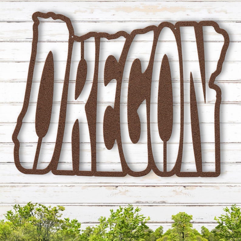 Oregon Wall Art Metal Sign, Retro Oregon State Shaped Silhouette Name Outline Large Wall Hanging, University Dorm Room & Home Decor Gift image 10