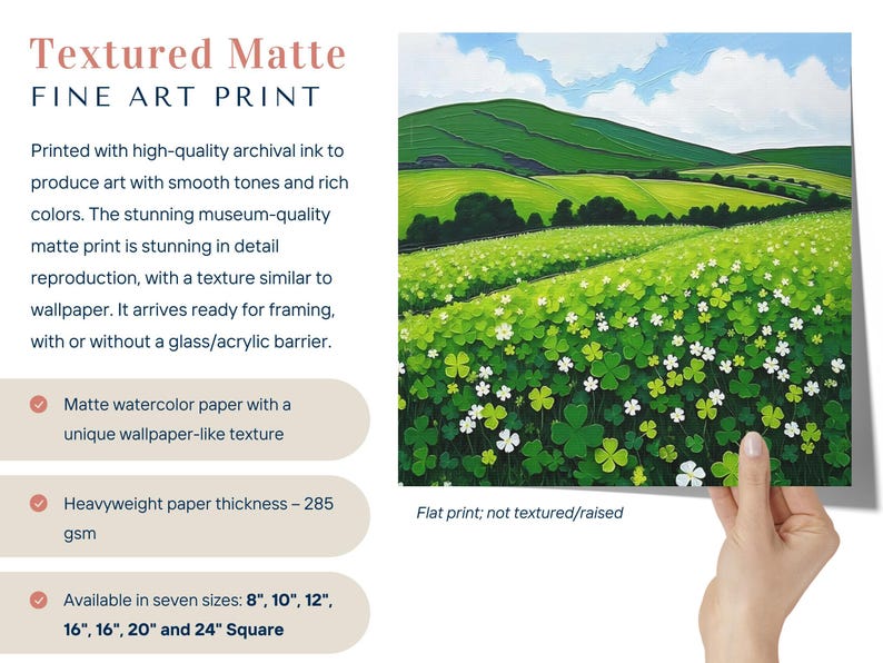 Irish Shamrock Field Landscape Painting, Celtic St. Patrick's Day Decor Artwork, Lush Green Ireland Art Print, Irish Gift Bild 3