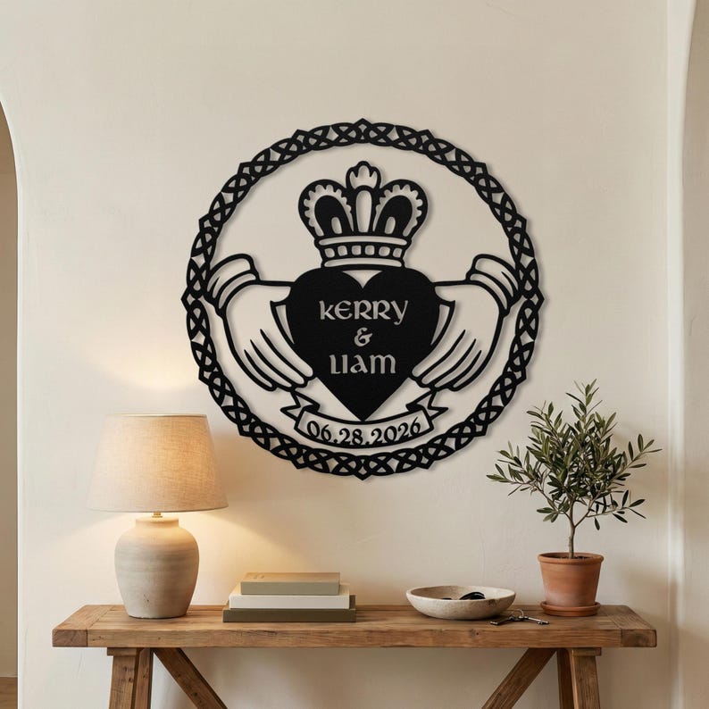 Personalized Claddagh Wall Art • Custom Couple Name Sign • Irish ...