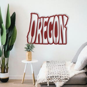 Oregon Wall Art Metal Sign, Retro Oregon State Shaped Silhouette Name Outline Large Wall Hanging, University Dorm Room & Home Decor Gift image 11