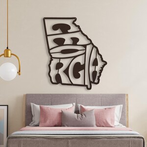 Georgia Wall Art Metal Sign, Retro Georgia State Shaped Silhouette Name Outline Large Wall Hanging, University Dorm Room & Home Decor Gift image 2