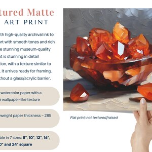 Carnelian Agate Crystal Artwork On Canvas Or Wall Art Print, Modern Orange Mineral Cluster Abstract Painting, Unique Gemstone Art Work Decor image 3