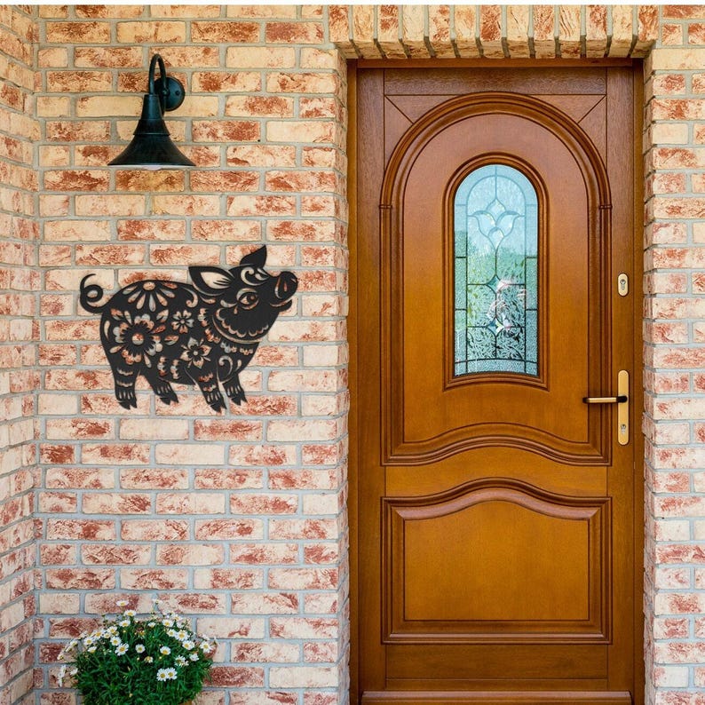 Year of the Pig Chinese Zodiac Metal Wall Art in Papercut Style, Feng Shui Metal Wall Decor for Good Luck, Chinese Lunar New Year Gift image 13