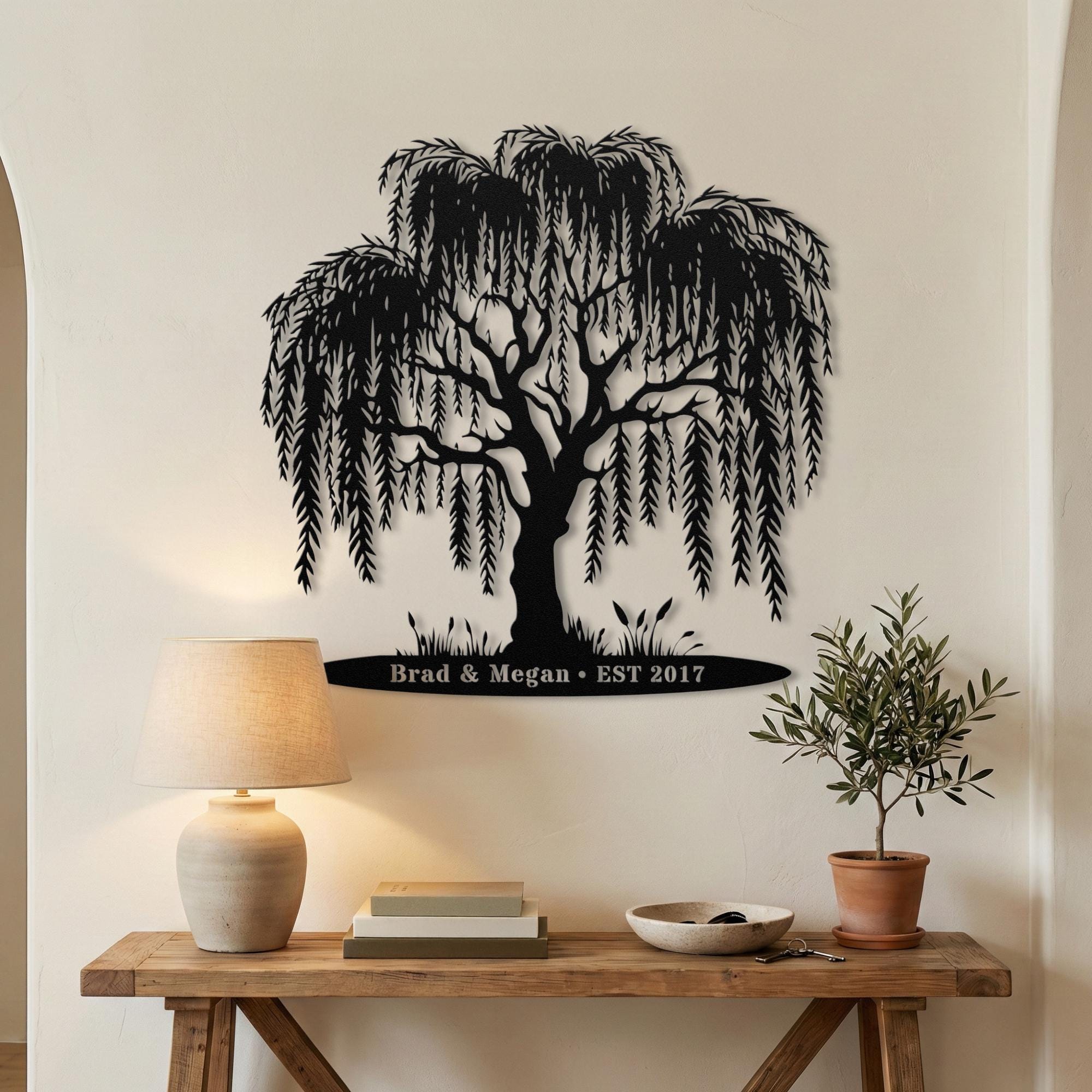 Weeping Willow Metal Wall Art • Personalized 9th Anniversary Gift