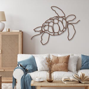 Sea Turtle Metal Wall Decor, Sea Turtle Metal Art, Aquatic Decor, Metal Sea Turtle Wall Art, Modern Minimalist Coastal Beach House Decor image 2
