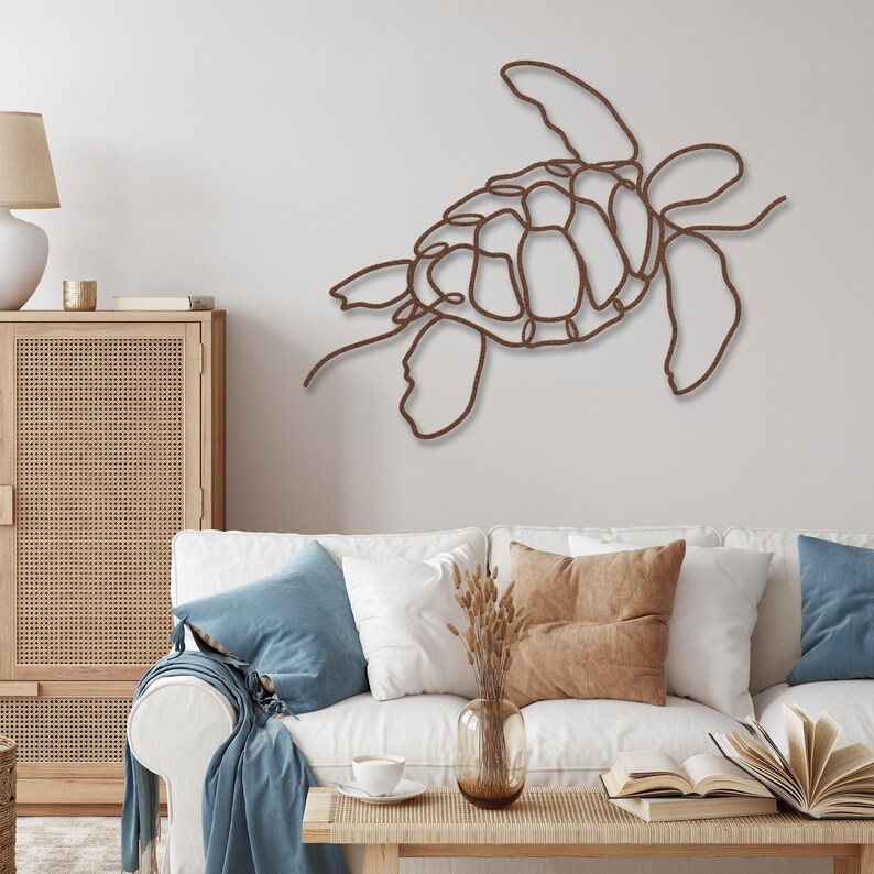 Sea Turtle Metal Wall Decor, Sea Turtle Metal Art, Aquatic Decor, Metal Sea Turtle Wall Art, Modern Minimalist Coastal Beach House Decor image 2