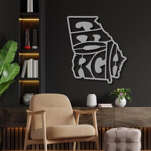 Georgia Wall Art Metal Sign, Retro Georgia State Shaped Silhouette Name Outline Large Wall Hanging, University Dorm Room & Home Decor Gift image 14