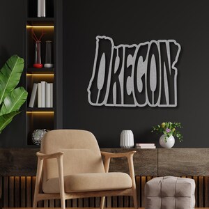 Oregon Wall Art Metal Sign, Retro Oregon State Shaped Silhouette Name Outline Large Wall Hanging, University Dorm Room & Home Decor Gift image 14