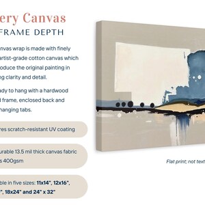 Abstract Nebraska State Silhouette Wall Art Print, Modern Minimalist Landscape Painting In Neutral Blue And Beige Muted Color Artwork Decor image 2