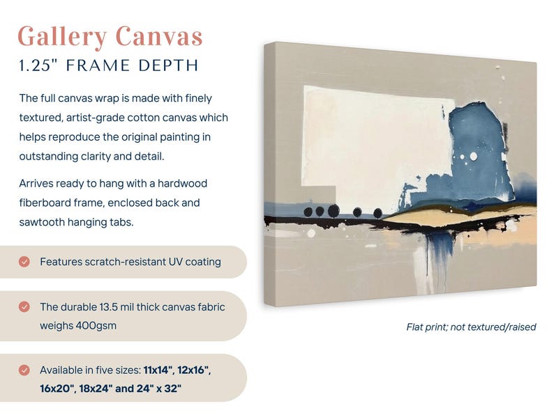 Abstract Nebraska State Silhouette Wall Art Print, Modern Minimalist Landscape Painting In Neutral Blue And Beige Muted Color Artwork Decor image 2